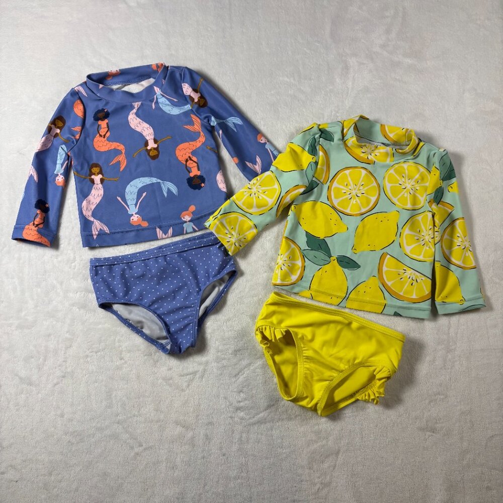 Carter’s Mermaid Lemon Rashguard Swimsuit Bundle 6M Baby Girl
